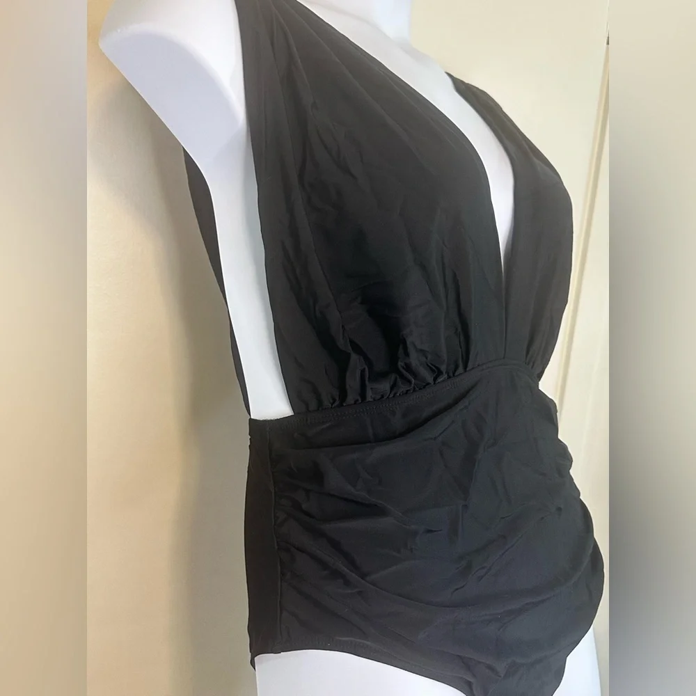 LilyLove Plunge One-Piece Swimsuit with Optional Bra Top, size XL